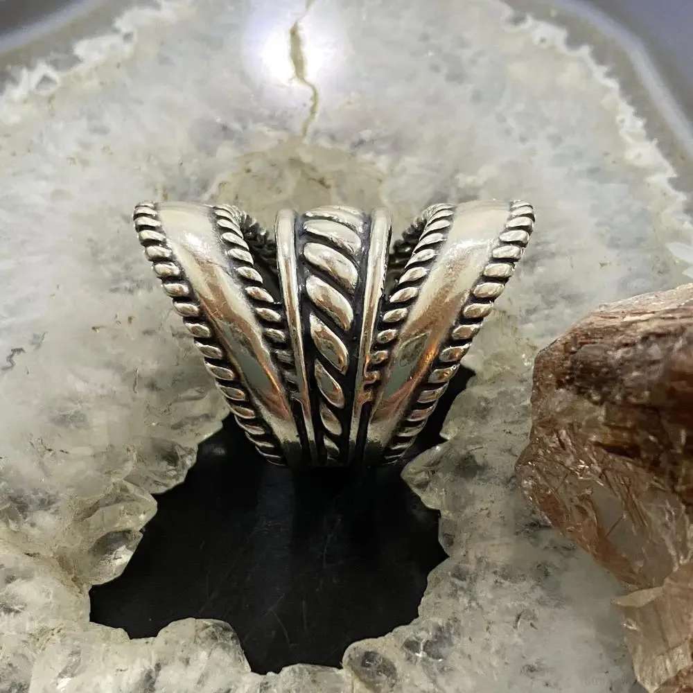 Carolyn Pollack Vintage Sterling Silver Decorated Ropes & Bands Ring For Women - Picture 4 of 10